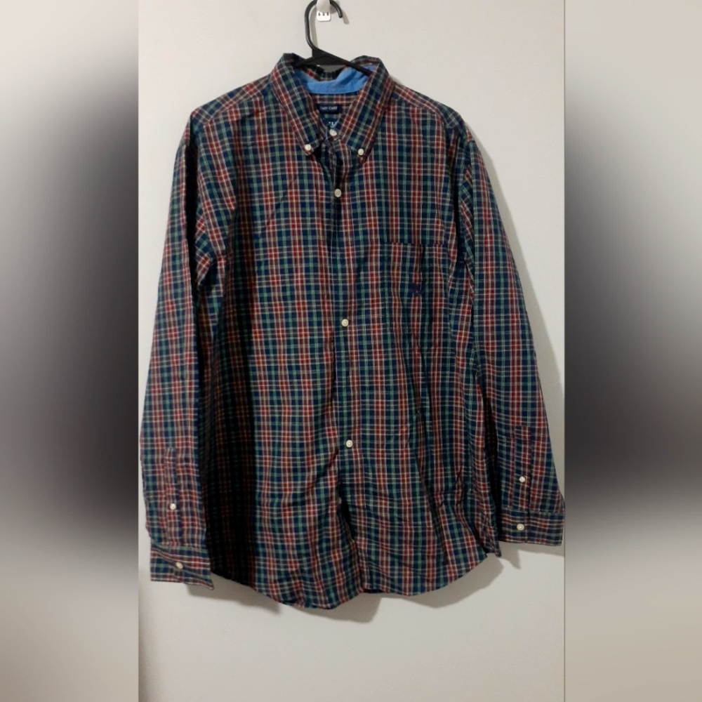 Chaps Ralph Lauren Men's Button Front Casual Dress Shirt Size Large Plaid